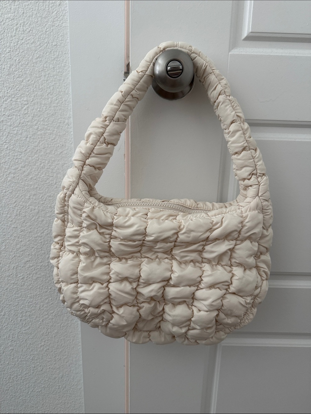 COS Quilted Cream Puffer Shoulder Bag